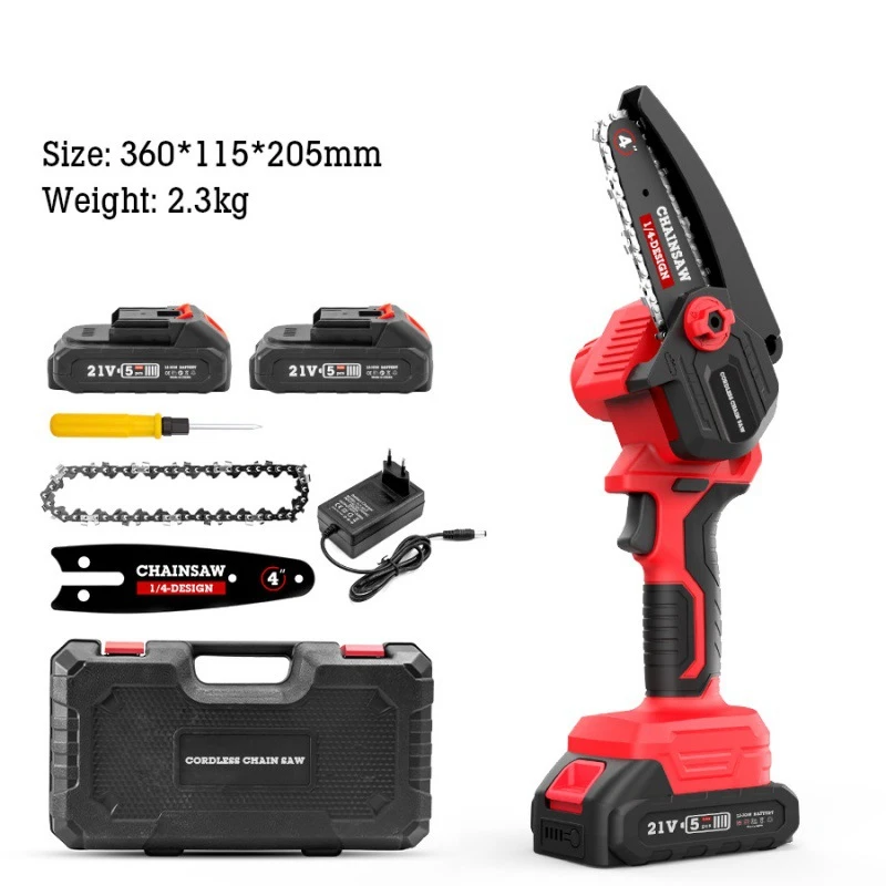 Mini Chain Saw mingħajr Fili ta' 4 pulzieri, Serrieq tal-Logging tal-Ġnien, Dar Żgħira tal-Lithium Electric Rechargeable