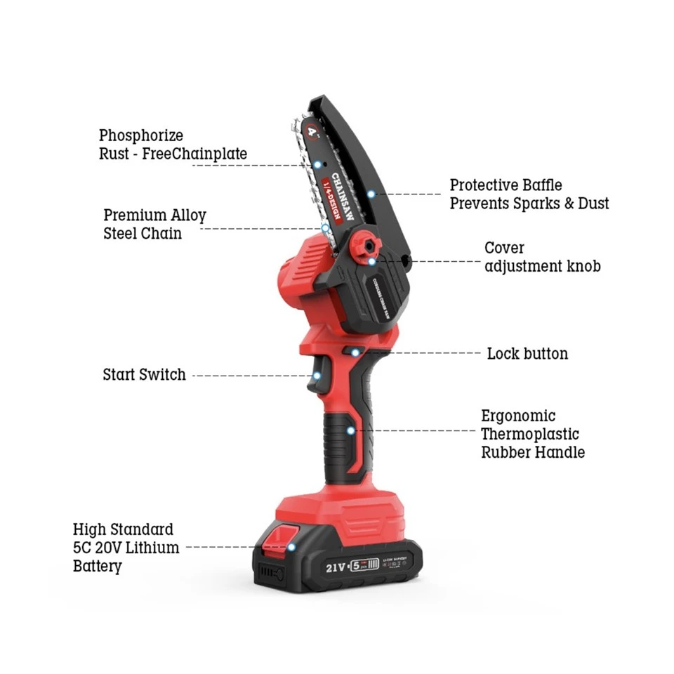 4-inch Cordless Mini Chain Saw, Garden Logging Saw, Lithium Electric Rechargeable Small Household suppliers